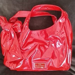 Valentino garavani laca bow hobo bag red patent le